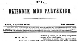 Dziennik Mod Paryskich - z rysunkami krojow  1843